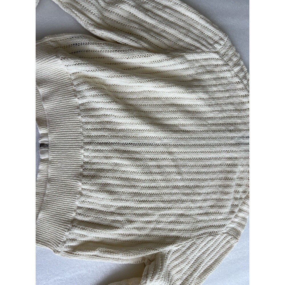 Women’s L Rag & Bone Adrienne Open Knit ivory Zip Hoodie Minimalist Fisherman - Picture 12 of 16